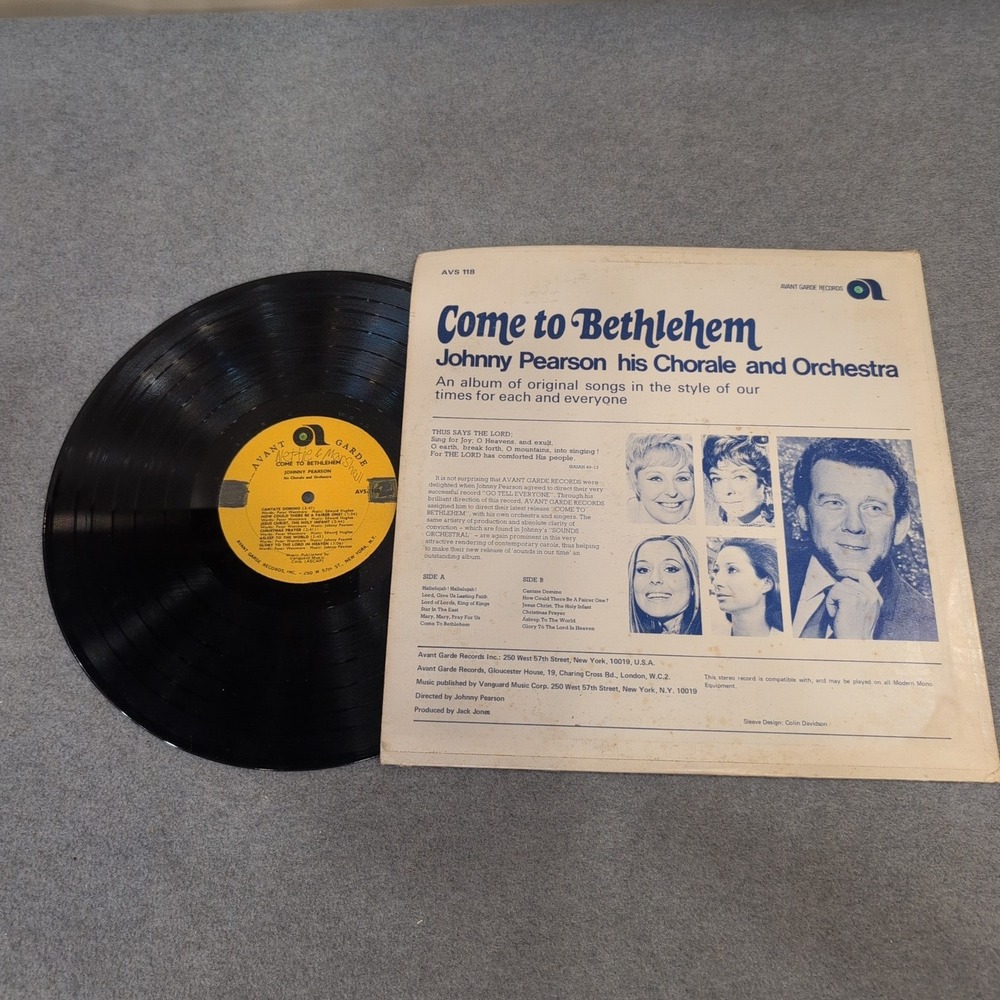 Johnny Pearson Come to Bethlehem Vinyl LP Avant Garde Records AVS 118 Religious - Picture 2 of 2